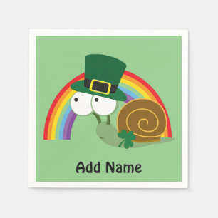 Cute Leprechaun Snail Napkins