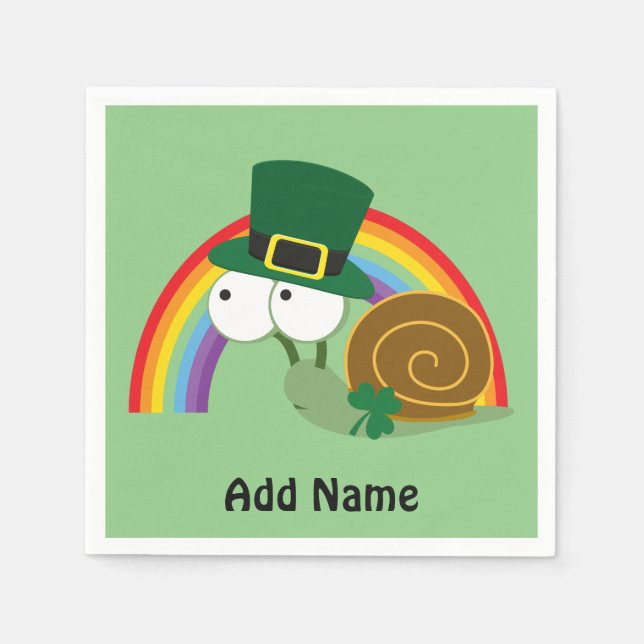 Cute Leprechaun Snail Napkins (Front)