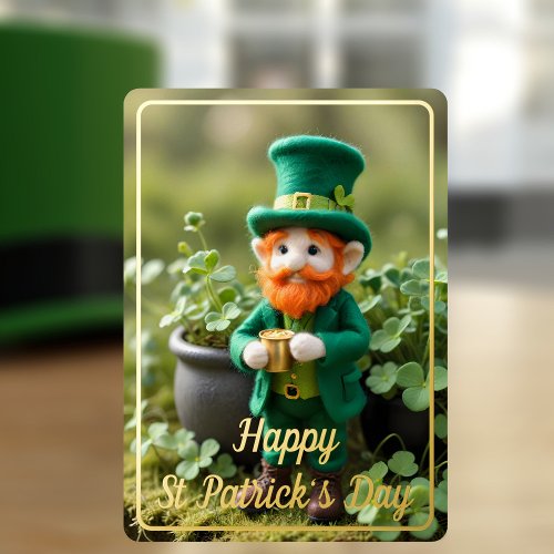 Cute Leprechaun St Patrick's Day Foil Holiday Card