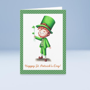 Cute Leprechaun St. Patrick's Day greeting card