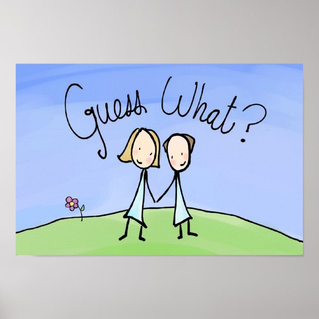 Cute Lesbian Couple Guess What Poster (Front)
