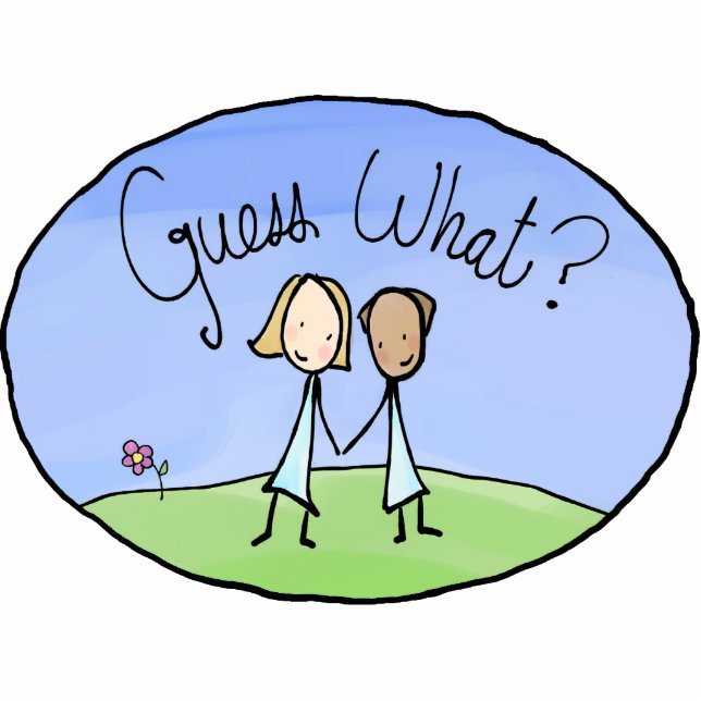 Cute Lesbian Couple Guess What Statuette (Front)