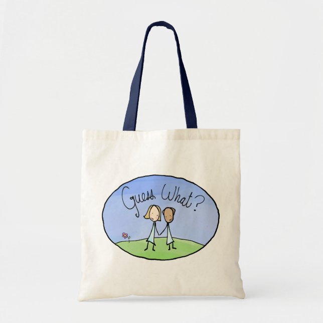 Cute Lesbian Couple Guess What Tote Bag (Front)
