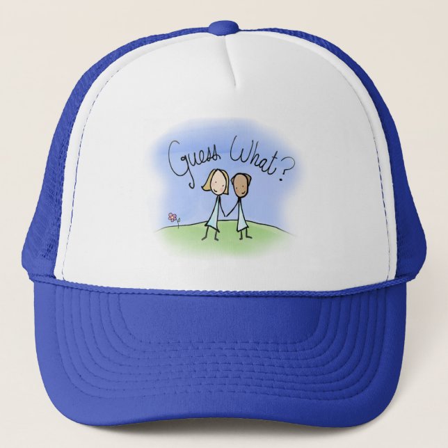 Cute Lesbian Couple Guess What Trucker Hat (Front)
