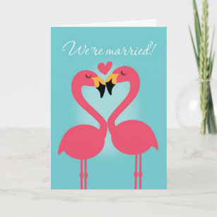 Cute Lesbian Flamingo Wedding Announcement