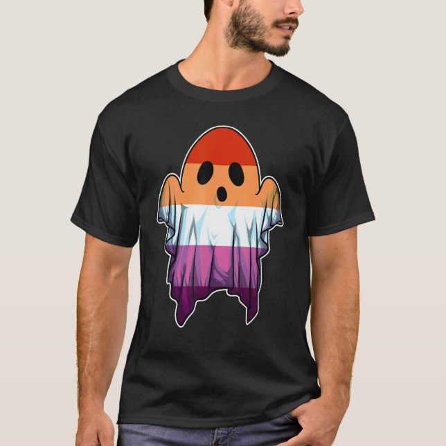 Cute Lesbian Ghost Lgbt Halloween Ghost Lgbtq Lesb T-Shirt (Front)