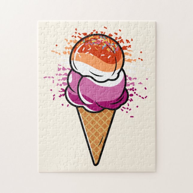 Cute Lesbian Sapphic LGBT Pride Flag Ice Cream  Jigsaw Puzzle (Vertical)