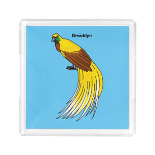 Cute lesser bird of paradise illustration acrylic tray