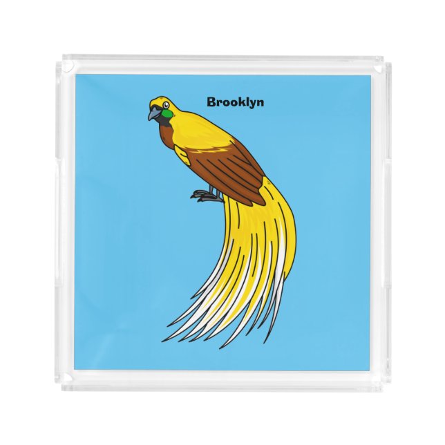 Cute lesser bird of paradise illustration acrylic tray (Front)