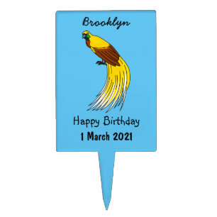 Cute lesser bird of paradise illustration cake topper