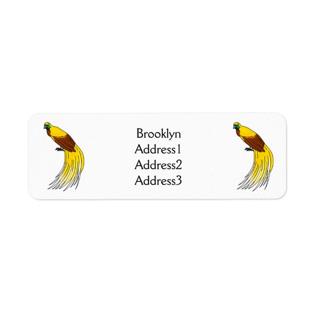 Cute lesser bird of paradise illustration label (Front)
