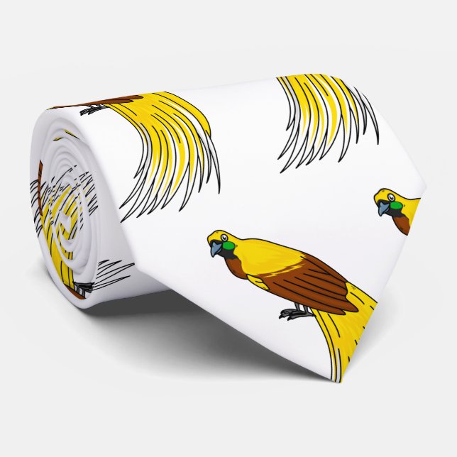 Cute lesser bird of paradise illustration neck tie (Rolled)