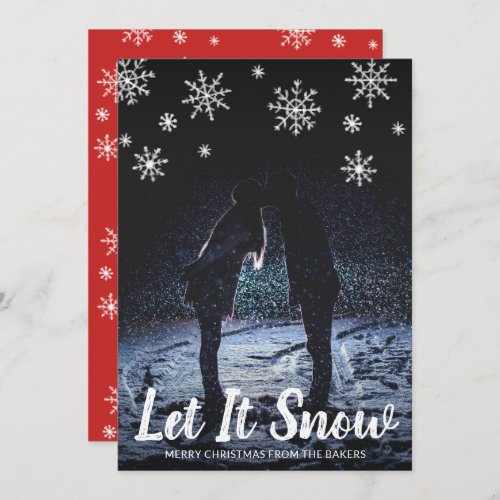 Cute Let It Snow Snowflakes Photo Christmas Holiday Card