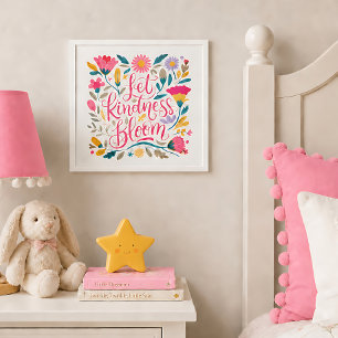 Cute Let Kindness Bloom Floral Wall Art Print Peel And Stick Photo Tile