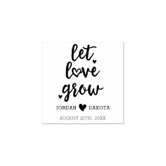 Cute Let Love Grow | Wedding Hearts Save The Date Rubber Stamp