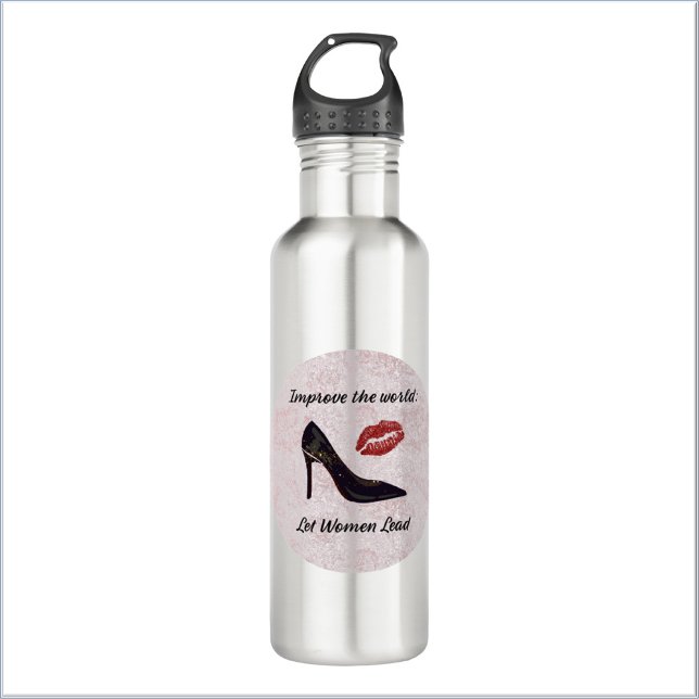 Cute Let Women Lead Stainless Steel Water Bottle (Bookmark my store!
https://www.zazzle.com/store/capricepetit/products)