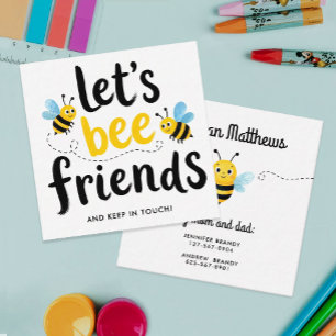 Cute Let's Bee Friends Yellow Play Date Playdate  Square Business Card