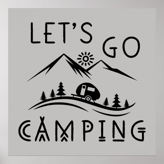 Cute let's go camping word art poster (Front)