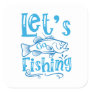 Cute let's go fishing sports word art square sticker