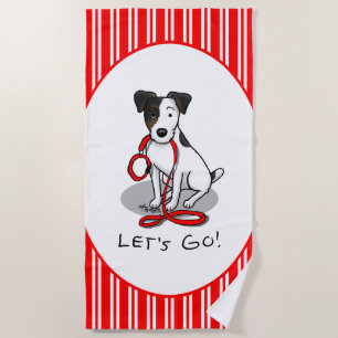 Cute Let's Go! Jack Russell Terrier (tri-color 1) Beach Towel
