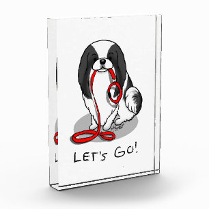 Cute Let's Go! Japanese Chin Dog (black & white 1) Acrylic Award