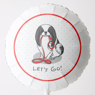 Cute Let's Go! Japanese Chin Dog (black & white 1) Balloon