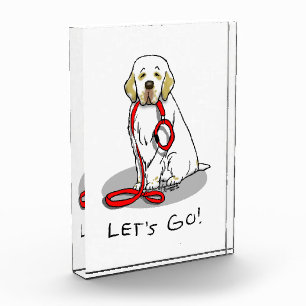 Cute Let's Go! Walk Clumber Spaniel Dog (lemon 1) Acrylic Award