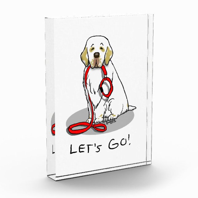 Cute Let's Go! Walk Clumber Spaniel Dog (lemon 1) Acrylic Award (Left)