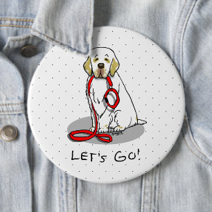 Cute Let's Go! Walk Clumber Spaniel Dog (lemon 1) Button