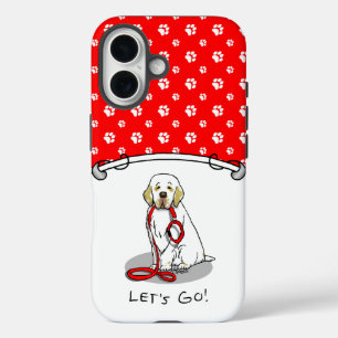 Cute Let's Go! Walk Clumber Spaniel Dog (lemon 1) iPhone 16 Case