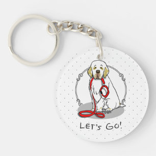 Cute Let's Go! Walk Clumber Spaniel Dog (lemon 1) Keychain