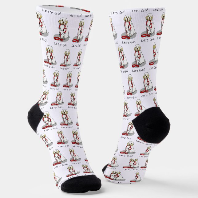 Cute Let's Go! Walk Clumber Spaniel Dog (lemon 1) Socks (Angled)