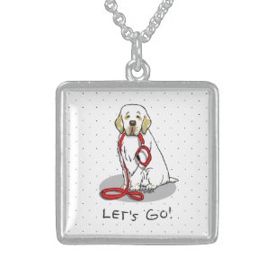 Cute Let's Go! Walk Clumber Spaniel Dog (lemon 1) Sterling Silver Necklace
