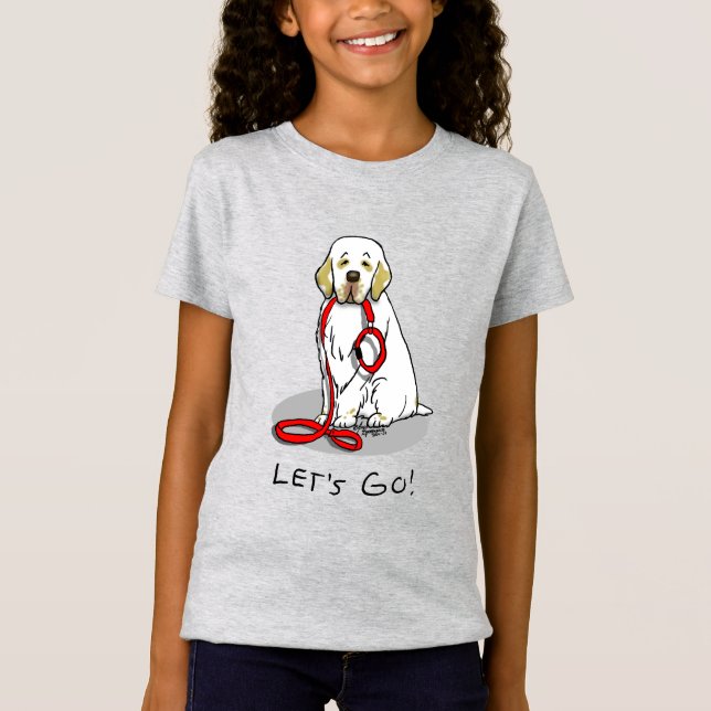 Cute Let's Go! Walk Clumber Spaniel Dog (lemon 1) T-Shirt (Front)