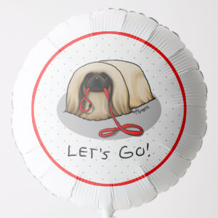 Cute Let's Go! Walk Pekingese Dog (brown masked) Balloon