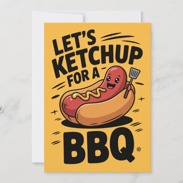 Cute Let's Ketchup BBQ Party  Invitation (Front)