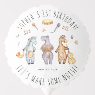 Cute Lets Make Some Noise African Animals Birthday Balloon