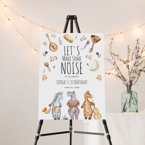 Cute Lets Make Some Noise African Animals Birthday Foam Board
