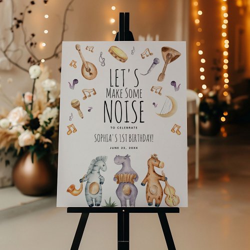 Cute Lets Make Some Noise African Animals Birthday Foam Board