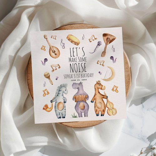 Cute Lets Make Some Noise African Animals Birthday Napkins