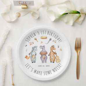 Cute Lets Make Some Noise African Animals Birthday Paper Plates