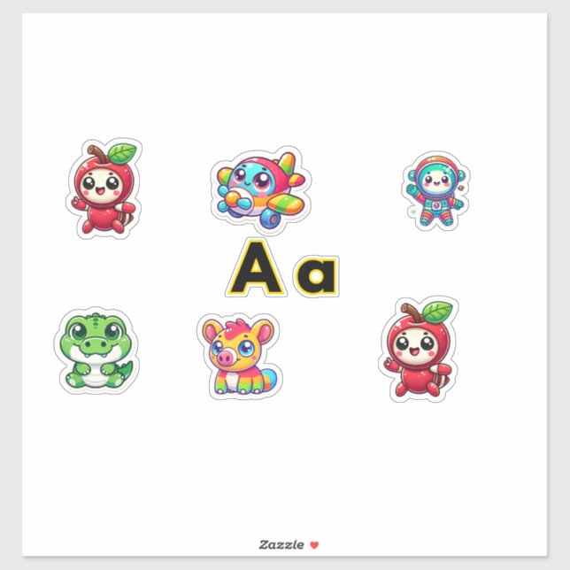 Cute Letter A Stickers | Alphabet Learning Sticker (Sheet)