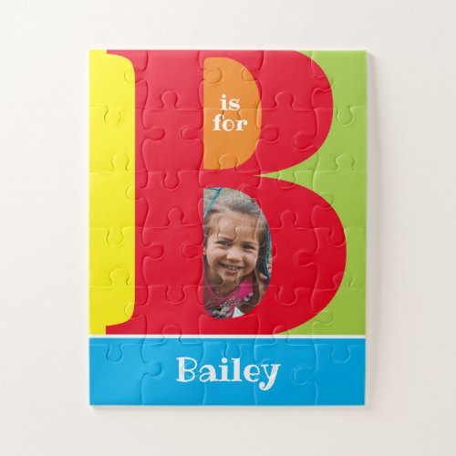 Cute Letter B Kids Photo and Name Jigsaw Puzzle