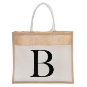 Cute Letter B Monogram Canvas Grocery Tote Bag (Front)
