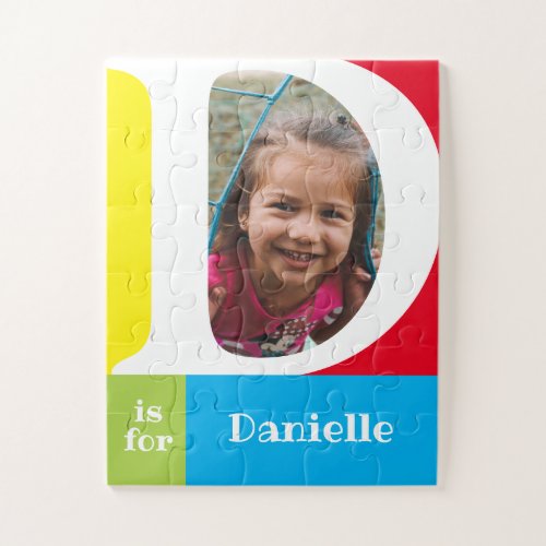 Cute Letter D Kids Photo and Name Jigsaw Puzzle