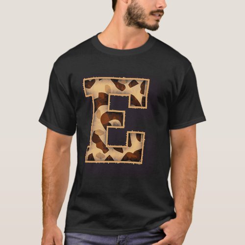 Cute Letter E Initial Name Leopard Cheetah Animal  T_Shirt