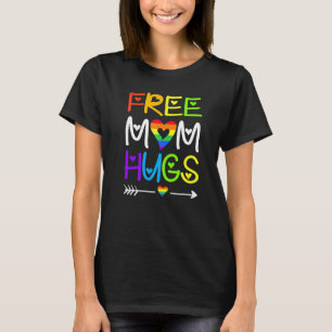 Cute Letter Free Mom Hugs Rainbow Heart Lgbt Pride T-Shirt