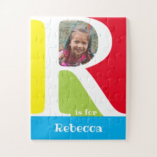 Cute Letter R Kids Photo and Name Jigsaw Puzzle