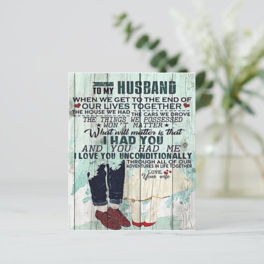 Cute Letter To Husband | Cool Design Gift | (Standing Front)