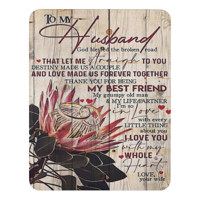 Cute Letter To Husband | Cool Design Gift | Door Sign (Contemporary Vert)